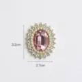 Oval rhinestone pearl DIY accessory, pink crystal flower bouquet decorative fitting, 3.2x2.7cm. - Round Pink Rhinestone Pearl Accessory