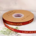 Red gold foil printed ribbon love is eternal for gift wrapping floral bouquet diy bow crafts - Width 1cm * Length 45 Yards / Burgundy