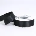 Black satin ribbon roll for gift wrapping, floral bouquet decoration, and DIY crafts. - 2.5cm / Black