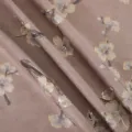 Elegant plum blossom printed fabric with gold foil outline, perfect for wrapping and crafts. - Nude Printed Fabric