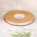 2.5cm gold stamping grosgrain ribbon love letter ribbon for flower packaging and DIY crafts - Width 1cm * Length 45 Yards / Pure White