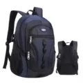 Zaino per la scuola multifunzionale blu scuro con tasche con zip e tasche in rete. - Nero