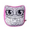 Cuscino in peluche gatto da colorare DIY per bambini, bordo rosa, simpatico giocattolo dipinto - Rosso