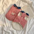 Cozy plaid pet fleece vest with contrast lapel, warm winter clothing for small dogs and cats. - XS (1-3 lbs) / Red Plaid Westie