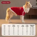 Red polo dog sweatshirt for large dogs winter warm pet clothes border collie coat size chart - Red Hoodie (Polo Collar)