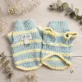 Cozy blue and yellow striped knitted pet sweater for small dogs and cats winter warm. - L (8-12 lbs) / Milky Blue Sea Salt Cream