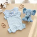 Blue striped pet four-leg warm clothes with cute elephant decoration for dogs winter new - XS / Blue Elephant Pattern