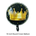 18 inch round black foil balloon with golden crown pattern for party decoration - Crown