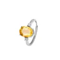Elegant S925 sterling silver ring featuring a faceted oval yellow gemstone - Adjustable Open / Citrine