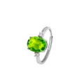 Elegant S925 sterling silver adjustable ring featuring a bright green peridot gemstone - Adjustable Open / Peridot