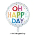 18 inch round aluminum foil balloon with colorful Oh Happy Day lettering - A Happy Day