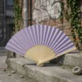 Lavender purple folding fan with natural bamboo ribs, blank silk surface for DIY - Style R Plain Satin Fan (Light Purple)