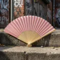 Elegant pink silk folding fan with natural bamboo ribs, perfect for DIY wedding gifts - Style Q No.13 - Smooth Colored Fan (with Border) / Dusky Pink