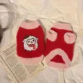 Cute winter pet sweater for small dogs cats, red pink colorblock cute sheep design. - XS / Red Little Sheep