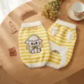 Cute yellow and white striped pet sweater with cartoon lamb design for small dogs and cats warm. - XS / Yellow Lamb Style