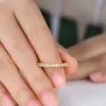 Vintage gouden milgrain ring met baguette en ronde steentjes voor dames sieraden. - Maat 6 / Goud