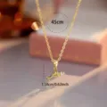 Gold-plated martini glass pendant necklace with sparkling zircon, elegant clavicle chain 45cm - Gold