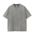 Men heavy vintage washed short sleeve t-shirt oversized casual round neck streetwear summer top - S / Tops / Washed Gray