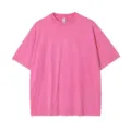 T-shirt homme à manches courtes vintage délavé lourd, haut ample oversize col rond. - S / Rose rouge