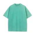 Vintage washed oversized green t-shirt for men, heavy cotton casual short sleeve top. - Grass Green
