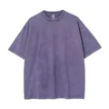 Heavyweight Vintage Washed Purple Short Sleeve T-Shirt Oversized Loose Fit Casual Top - Purple