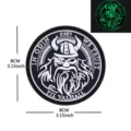 Τακτικό σήμα ηθικού PVC 3D Viking Odin με γάντζο και βρόχο, στρατιωτικό σήμα 8 cm - Λευκό Φωτεινό (Στρογγυλό)
