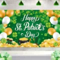 St. Patrick's Day backdrop banner with shamrocks and gold coins for party decoration. - 110x180cm / Style A