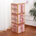 Birthday party decoration boxes pink glitter number blocks set for celebration anniversary events - Age 15 Theme / 3 Pieces (27x27x27cm) / Rose Gold