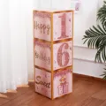 Pink birthday party decoration paper boxes set, festive surprise age blocks for celebration. - Age 16 Theme / 3 Pieces (27x27x27cm) / Rose Gold
