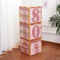 Pink gold birthday party decoration boxes number 80 surprise game paper block props set. - 80th Birthday Theme / 3 Pieces (27x27x27cm) / Rose Gold