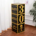 30th Birthday Party Decoration Box Black Gold Happy Birthday Gift Box Party Props Set - 30th Birthday Theme / 3 Pieces (27x27x27cm) / Gold