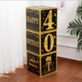 40th Birthday Party Decoration Boxes Black Gold Number 40 Paper Boxes Celebration Props - 40th Birthday Theme / 3 Pieces (27x27x27cm) / Gold