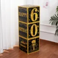 60th birthday party decorative paper boxes, black and gold glitter stacking gift box props. - 60th Birthday Theme / 3 Pieces (27x27x27cm) / Gold