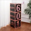 Birthday party decoration boxes set, black and rose gold glitter number 60 design for celebration. - 60th Birthday Theme / 3 Pieces (27x27x27cm) / Black Rose Gold