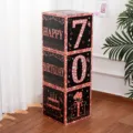 Birthday party decoration boxes stack 70th birthday celebration black and red glitter design - 70th Birthday Theme / 3 Pieces (27x27x27cm) / Black Rose Gold