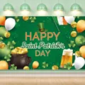 St Patricks Day Party Backdrop Shamrock Irish Flag Leprechaun Hat Photography Banner - 110x180cm / Style D