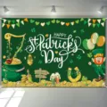 St. Patrick's Day party backdrop banner shamrock photo booth hanging decoration fabric - 110x180cm / Style F