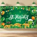 St. Patrick's Day backdrop banner shamrock party decor hanging tapestry door cover. - 110x180cm / Style G