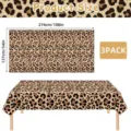 Leopard print disposable tablecloth, waterproof plastic table cover for party decoration supplies. - 137x274cm