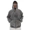 Washed heavy grey zip-up hoodie for men, vintage oversized streetwear hooded top. - S / Washed Gray