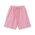 Pink casual shorts for men with elastic drawstring waist and relaxed fit design for daily. - Pink