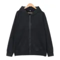 Classic washed black zip-up hoodie for men, comfortable heavy loop-back fleece, casual outerwear. - S / Tops / Washed Black