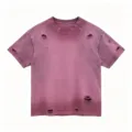 Distressed vintage gewaschenes Kurzarm T-Shirt, lässiges Oversize Shirt für Herren, Retro Streetwear. - XL / Himbeerrosa