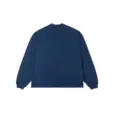 Zwaar effen lang mouw t-shirt voor heren, opstaande kraag losse casual basic top blauw - S / Marineblauw