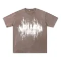 Vintage verwaschenes Oversize Kurzarm Herren T-Shirt Freizeit Streetwear Retro braunes Top - S / Kaffee