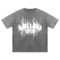 Dunkelgraues vintage gewaschenes Kurzarm-T-Shirt, lose oversize Retro Streetwear Variante. - S / Waschgrau