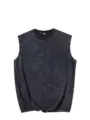 Schweres säuregewaschenes ärmelloses Tanktop für Herren, lässige Streetwear-Weste. - S / Gewaschenes Schwarz