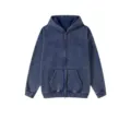 Vintage gewaschener blauer Kapuzenpullover Detail, lockerer lässiger Streetwear Hoodie. - S / Saphirblau