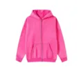 Nahaufnahme der pinken Vintage Waschung Full-Zip Kapuzenjacke mit Taschen und Bünd. - S / Fuchsia