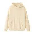 Beige Kapuzenpullover aus Fleece, einfarbig, lässiger, lockerer Langarm-Pullover für Herren. - S / Oberteile / Aprikose